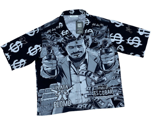 💣 Camisa Pablo Escobar – Blanco & Negro